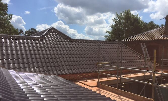 Completed Black tiled Roof, Norwich